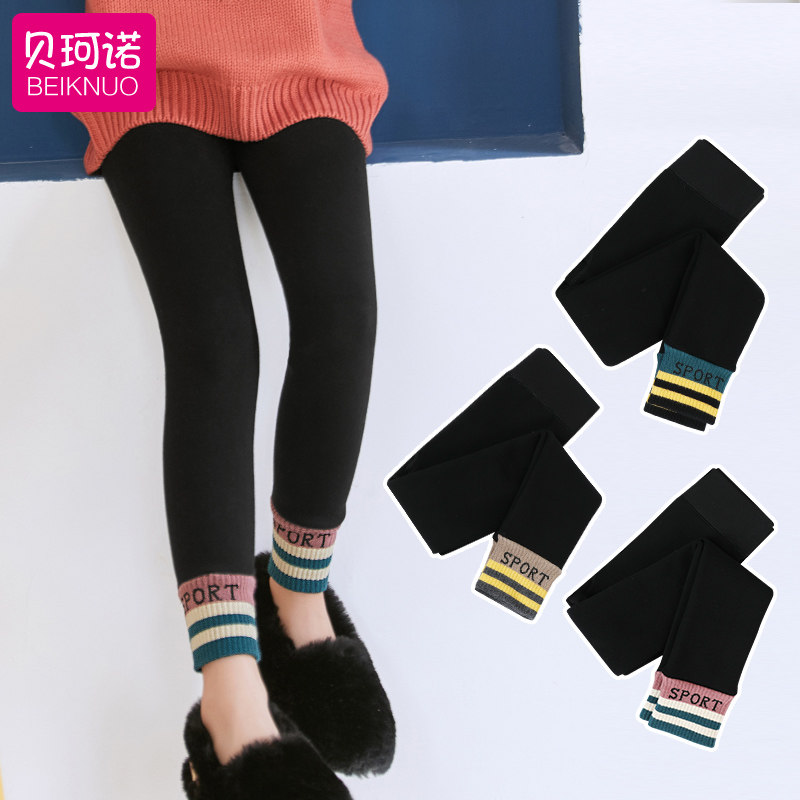 Girls leggings plus velvet thickened 2021 autumn and winter wear winter children's one-piece baby cotton pants warm pants