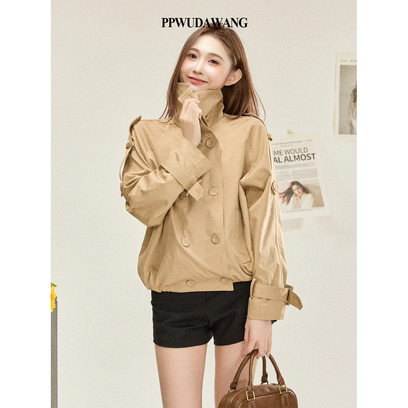 Ppwudawang2026 New Autumn Style British Style Design Stand Collar Short Korean Style Versatile Windbreaker Jacket for Women