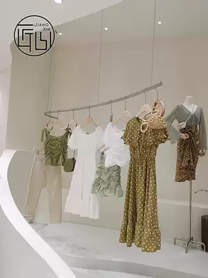 Clothing store wire hanger suspended ceiling display rack wall shelf new hanging stainless steel hanging shelf