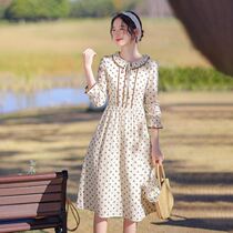 Vegetarian cotton linen flagship store Spring paragraph Art and art Poot point Liondress womens spring clothing 2022 new cashiers slim temperament skirt