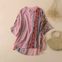 2022 Summer New Money Ordering Womens Dress Shirt Woman Short Sleeve Loose Hot Drill Big Code Cotton Numb V Collar T-shirt