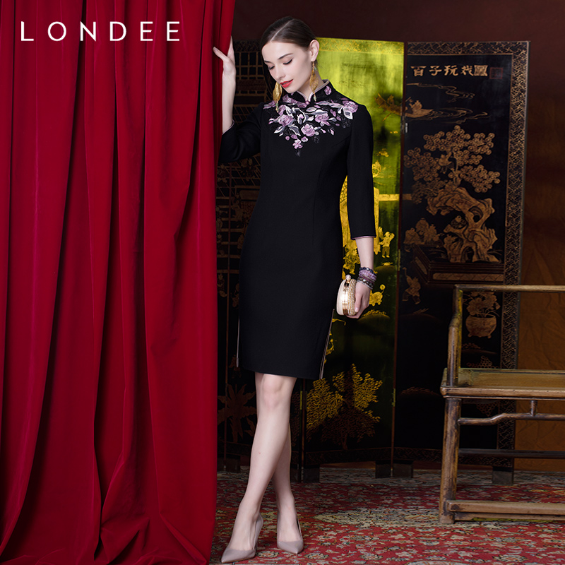 Londee/龙笛 Demi-season comfortable woolen cheongsam, with embroidery