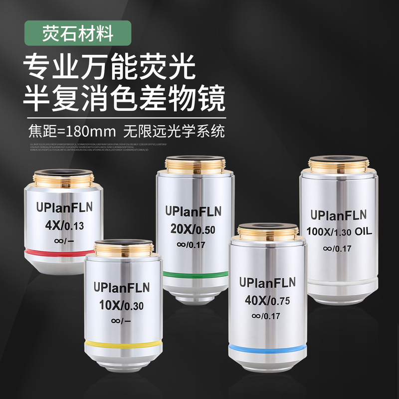 All-Purpose High-Definition Semi-Apochromatic Infinity-Field Fluorescence Microscope High-Magnification Objective Lens 4102040100X Optical Lens