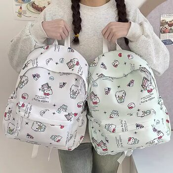Kitty Cat Backpack ins Japanese Style Cute Backpack for Female Junior High School Students, College Students, Elementary School Students, Lightweight Kt Cat Backpack