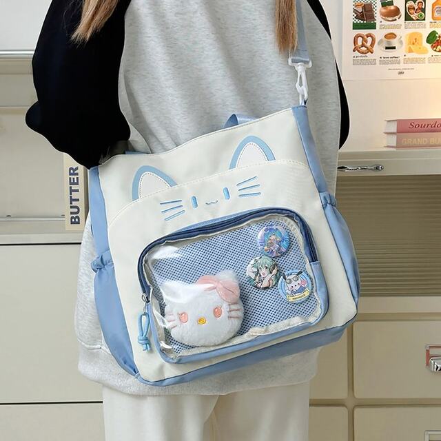 Canvas bag girls crossbody shoulder bag handbag book bag versatile large capacity student class bag tutoring bag