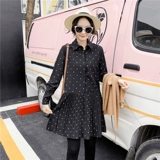 Осенний шифоновый лонгслив, платье, длинная базовая рубашка, в корейском стиле, средней длины