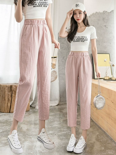 Тонкие шелковые штаны, из хлопка и льна, подходит для подростков, по фигуре