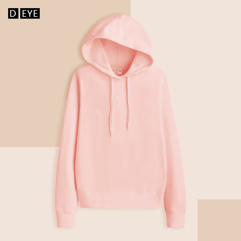 Pink Pure Cotton Hooded Sweatshirt for Women, Spring and Autumn Sports Casual Thin Long-Sleeved Slim-Fit Top Pullover Hoodie Jacket