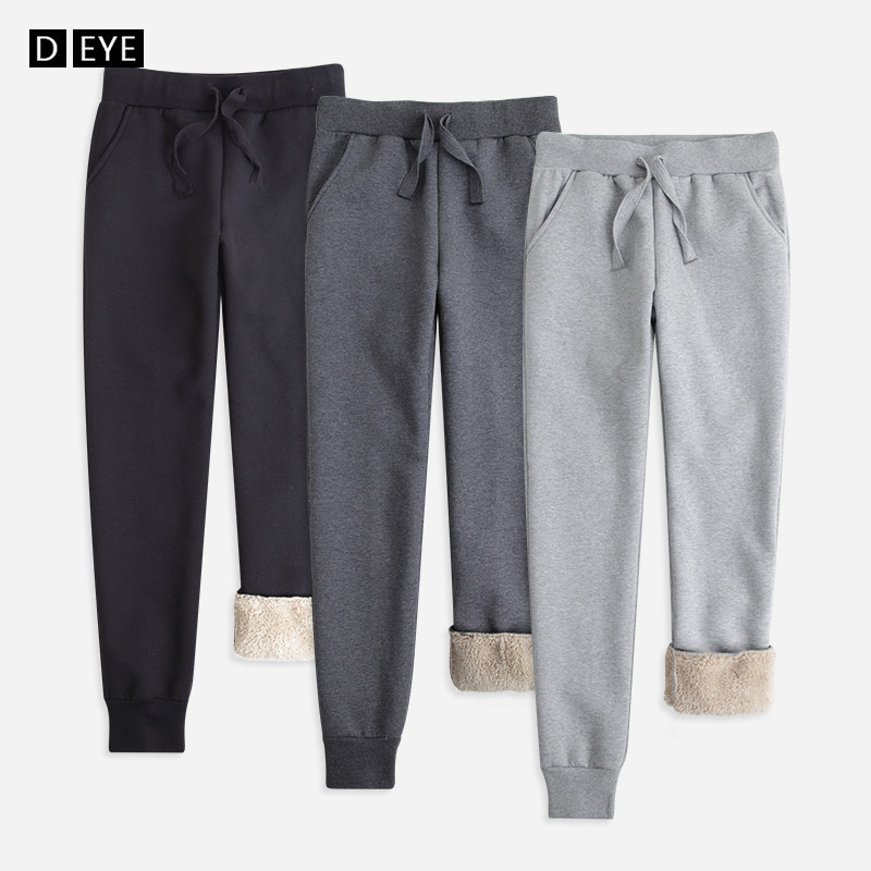 Gush sports pants female winter imitation lamb fluff loose casual pants thickened outside wearing cotton pants Warm Grey pants