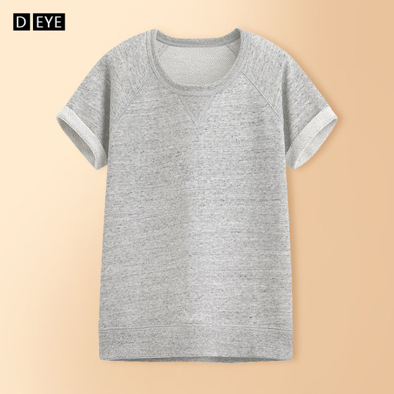 Special clearance summer sweatshirt women's short-sleeved sports and leisure pure cotton round neck pullover loose top curled T-shirt