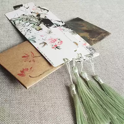 Bookmarks Creative Classical Chinese Style Ink Lotus Paper Art Exquisite Tassel hipster Simple Ancient Style Gift