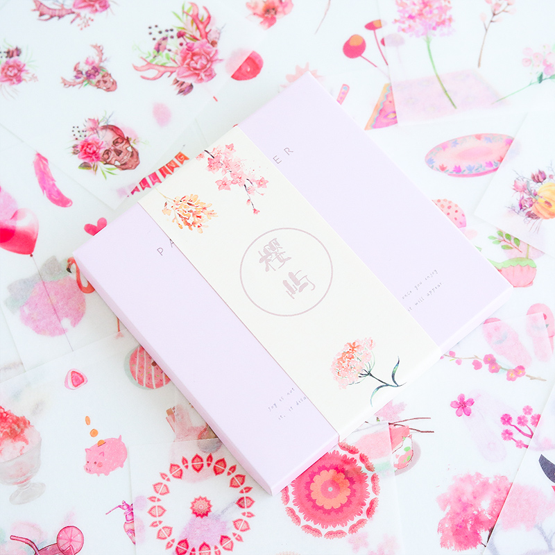 Yingyu 50 Sheets Non Repeating / Paper Feeding TapeHand account Stickers suit Ins wind like a breath of fresh air Japanese  lovely Super cute Cartoon Girlish heart Hand account source material tool Retro character Internet celebrity 100 Zhang a set originality decorate Small pattern a copy Stationery