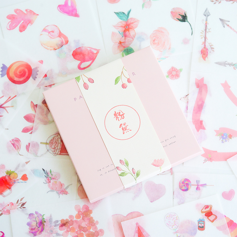 50 Pieces Of Non Repeat / Paper Feeding TapeHand account Stickers suit Ins wind like a breath of fresh air Japanese  lovely Super cute Cartoon Girlish heart Hand account source material tool Retro character Internet celebrity 100 Zhang a set originality decorate Small pattern a copy Stationery
