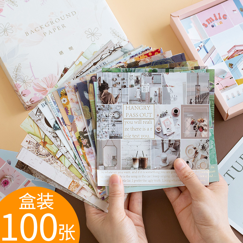 100 Pieces Of Linpansy Series [Background Paper / Non Sticky]Hand account Stickers suit Ins wind like a breath of fresh air Japanese  lovely Super cute Cartoon Girlish heart Hand account source material tool Retro character Internet celebrity 100 Zhang a set originality decorate Small pattern a copy Stationery