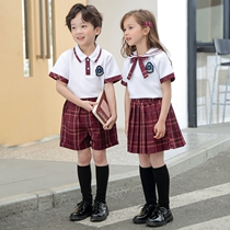 Summer school student jk uniform red grid group Japanese suit girl graduation photo performance class uniform kindergarten Garden uniform