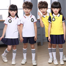 Kindergarten garden uniform summer short sleeve suit British primary school uniforms childrens cotton graduation performance chorus class uniforms