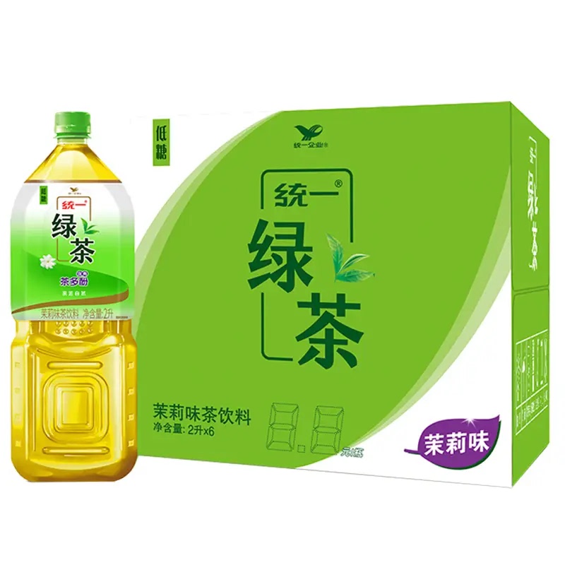 Unified Green Tea 2L*6 Bottles Jasmine Flavor Low Sugar Beverage Large Bottle Tea Polyphenols Refreshing and Cooling Summer Drink Boxed Free Shipping for 2 Boxes or More