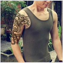 Flower arm tattoo sticker waterproof male tide lasting men domineering dragon simulation black and white big picture chest is not permanent for 1 year