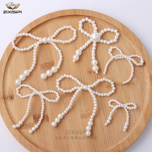 Белый аксессуар из жемчуга с бантиком, заколка для волос, ожерелье, обувь, аксессуары