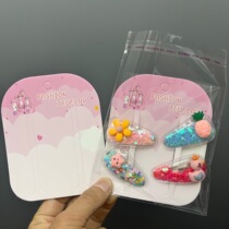Castle pink and white hair clip packaging card head duckbill hair clip thin strip clip is not easy to change tag card jewelry paper card