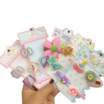 One hundred pieces of DIY handmade cream glue hairpin packaging card head cartoon bear and rabbit tag hair accessories long strip of cardboard