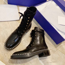 The owner left a huge foreign style ~ flat pearl Martin boots for women 2019 new British style net red boots with the same paragraph