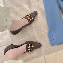 ins Cold retro style super love ~ Pointy French leather brown small heels temperament single shoes high-heeled antique shoes