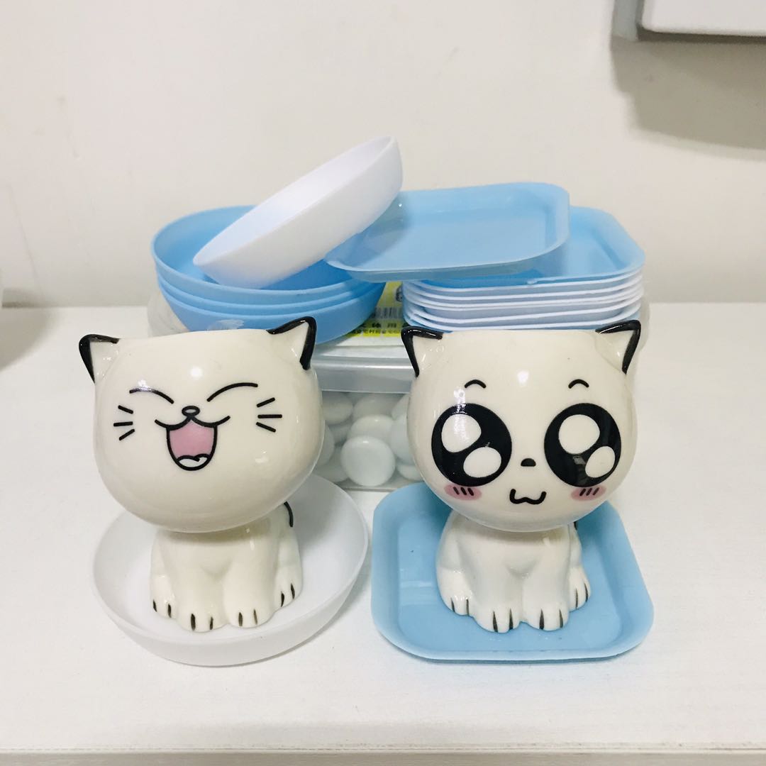 Desktop Grass Head Doll Diy Chassis White Blue Rounded Square Super Small Mini Plastic Flower Pot Nursery