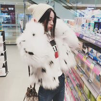  Fox hair woven fur jacket womens short long-sleeved Korean version of Haining 2021 new white thin