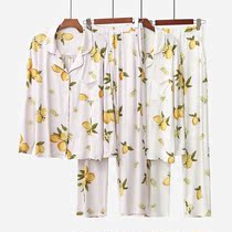 New sleepwear ladies spring and autumn models Modale Long sleeves Home clothes Loose Autumn winter Leisure turnover slim down Two sets