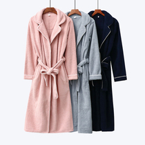 Couple sleeping robes womens autumn winter thickened sand grain suede with velvety bathrobe flannel velvet pyjamas winter pure color long sleeves