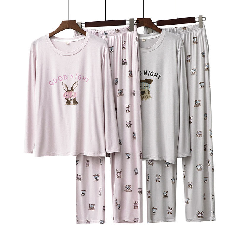 Day Ensemble Cartoon Pyjamas Woman Spring Autumn Monday Mondale Long Sleeves Thin can be worn out of the headsets Home Two-style suit