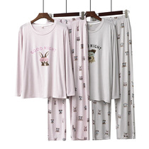Day Ensemble Cartoon Pyjamas Women Spring Autumn Monday Mondale Long Sleeves Thin can be worn out of the headsets Home Two suits