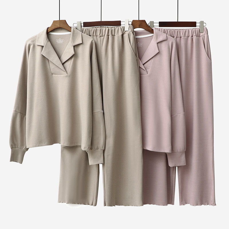 Sleepwear Woman Winter Long Sleeve Dush Warm Fever Long Sleeve Loose Pure Color Minimalist Home Suit Spring And Autumn