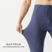 New puffed dush autumn pants men without marks Japanese Mitsubishi vonnel silk wool fever warm pants men s