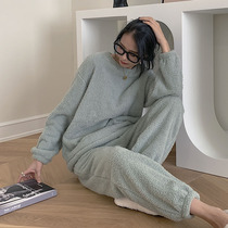 Sleepwear Winter Style Girls Flannel Sleeve Head Plus Suede Thickened Warm Comfort Coral Suede Home For Autumn winter