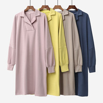 Sleeping Skirt Woman Spring Autumn Season Long Sleeve Densuede Warm Casual Loose Loose Slim Suede Palate Plus Mast Code Mid-Length Home Clothing