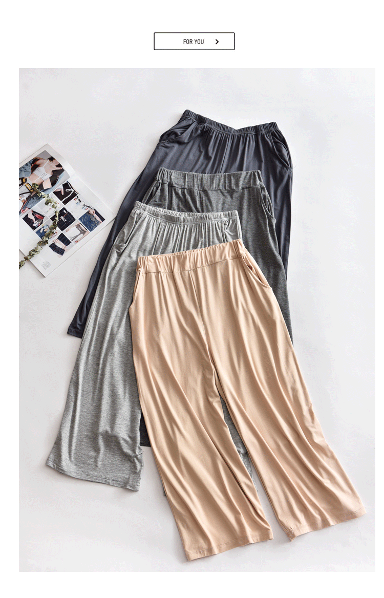 Gà rán khuyên dùng Modal Pajama quần nữ mùa hè 9 quần mỏng phần thoải mái rộng co giãn kích thước lớn điều hòa không khí nhà lông thú quần bộ mặc nhà