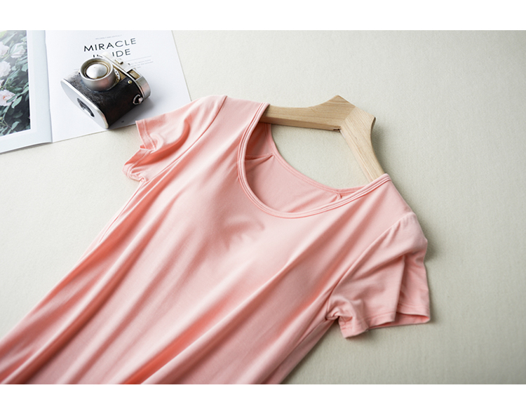 Phương thức với pad ngực ngắn tay nightdress miễn phí áo ngực phần mỏng lỏng kích thước lớn nhà ăn mặc nữ mùa hè dịch vụ nhà