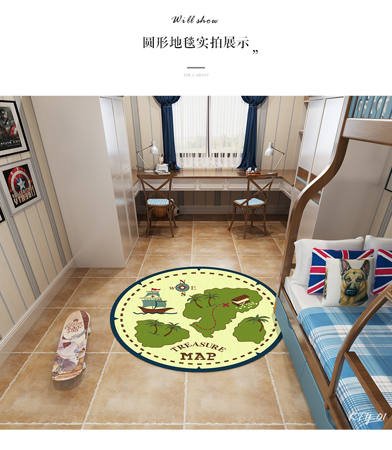 Trẻ em thảm dễ thương baby công chúa da lộn Hàn Quốc đàn piano theo dõi tròn ban công phòng ngủ cạnh giường ngủ thảm cartoon - Thảm thảm lông trải sàn