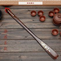 Solid wood shoehorn with long handle home use for pregnant women to wear shoes extended handle to lift shoes and slide shoes for the elderly without bending over