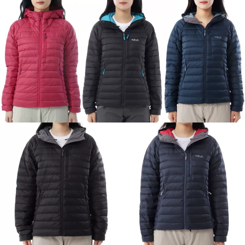 Rab Microlight Women's 700 Fill Thermal Windproof Slim Fit Hooded Lightweight down Jacket Qdb-13