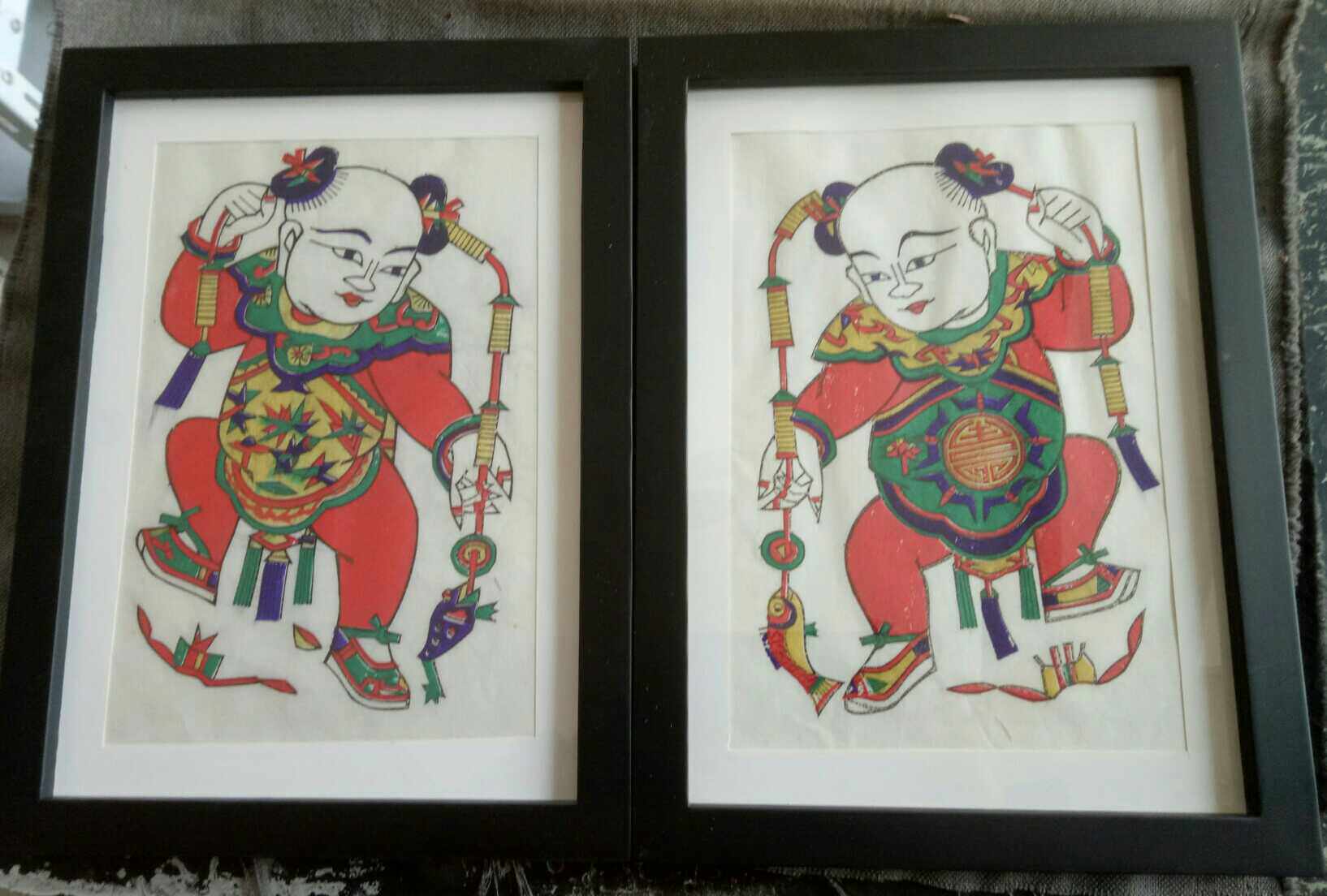 Zhu Xian Zhen Wood Woodblock Year Painting by Liuhai Opera Golden Toad Boutique Home Adornment Pure Handmade Cao Family Old Shop Year Painting