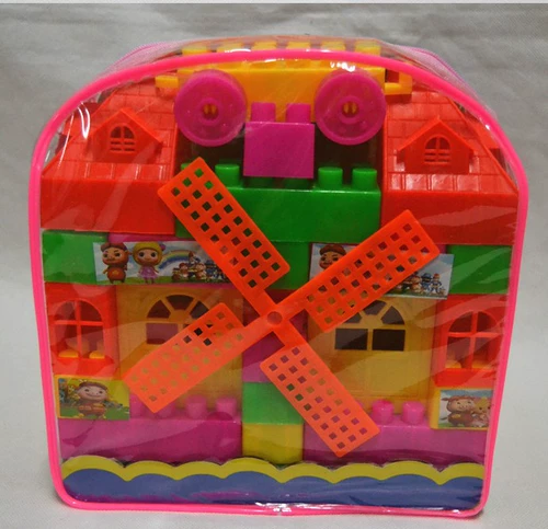 Мультяшная интеллектуальная игрушка, льняная сумка, конструктор, ранец, пластиковая упаковка, раннее развитие