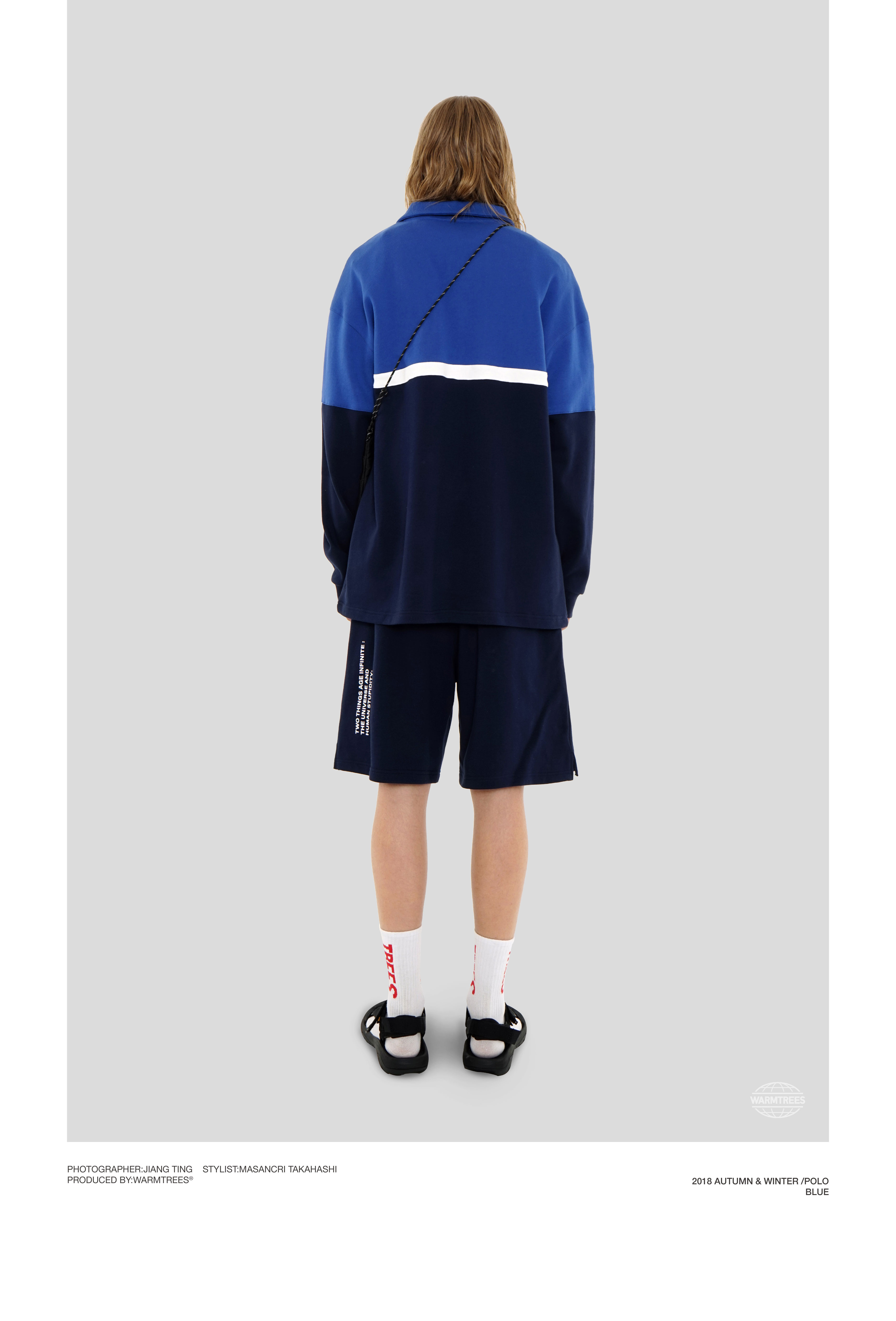 WARMTREES 2018AW màu tương phản khâu áo sơ mi dài tay nam và nữ thủy triều thương hiệu retro áo len lỏng lẻo áo thun polo nam