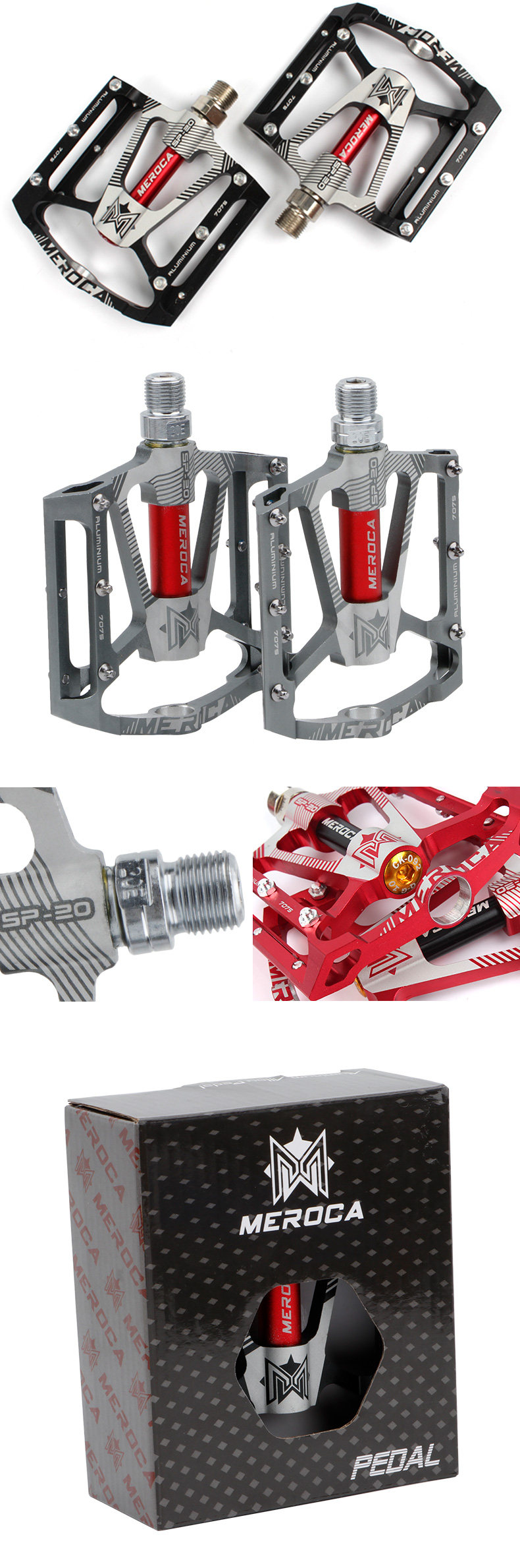 Педали для велосипеда meroca 自行车脚踏 du培林 轴承 公路车铝合金脚蹬 山地车脚踏板 31903662