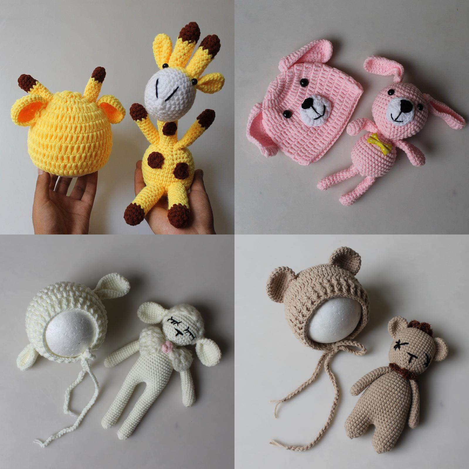 New Baby Baby Children Photography Small Animal Styling Hat Toy Sets Cute Baby Full Moon 100 Day Photo Props