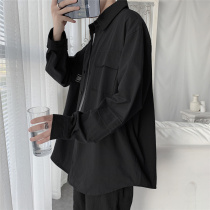 @方少男装 Hong Kong Feng's autumn retro-color long-sleeved shirt youth tide platoon leisure work shirt male