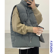 @ side less mens port wind winter cotton waistcoat male trend outside wearing bf lovers thickened handsome warm canon shoulder vest