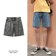 Quần áo nam Fang Shao 2019 hè retro quần short denim hoang dã phiên bản nam Hàn Quốc của xu hướng giới trẻ của quần năm điểm thô - Quần jean